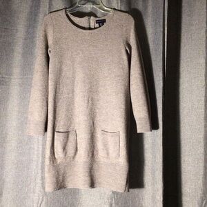 Tan long sleeve Marino wool blend dress